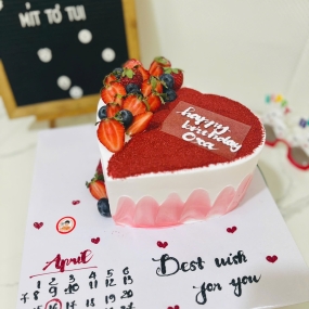 Bánh kem trái tym tone đỏ dễ thương 