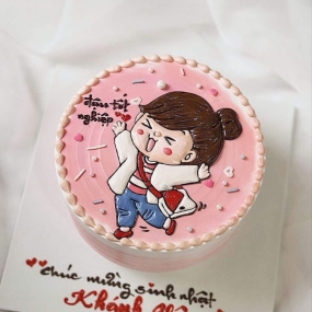 BÁNH VẼ HÌNH MÀU HỒNG ĐÁNG YÊU