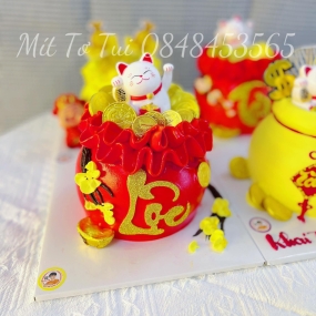 BÁNH TÚI TIỀN MÈO MAY MẮN MÀU ĐỎ