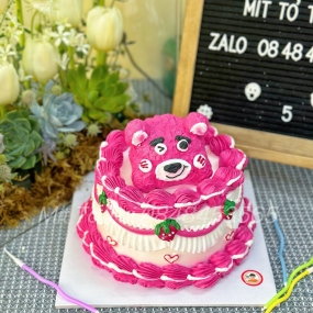 BÁNH GẤU DÂU MÀU HỒNG 