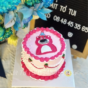 BÁNH GẤU DÂU VẼ TONE HỒNG