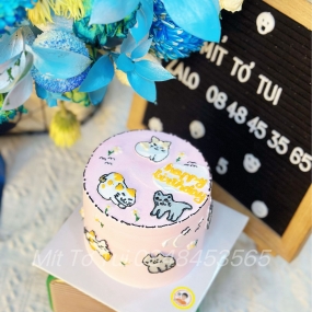BÁNH KEM VẼ HÌNH MÈO DỄ THƯƠNG