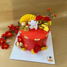 BÁNH KEM CHÚC MỪNG NĂM MỚI TONE ĐỎ