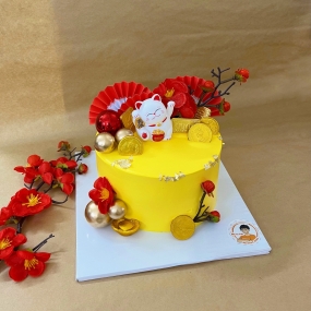 BÁNH KEM CHÚC MỪNG NĂM MỚI TONE VÀNG